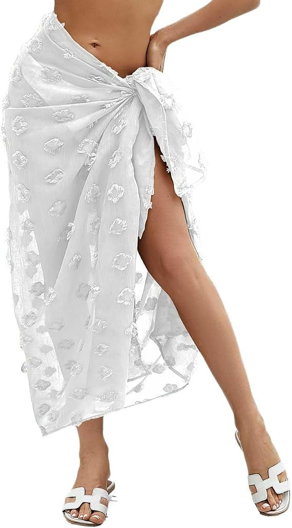 Bsubseach Women's Sarong Wraps Beacch Cover Up Sheer Swimsuit Coverups Swiss Dot Bikini Wrap Skir... | Amazon (US)