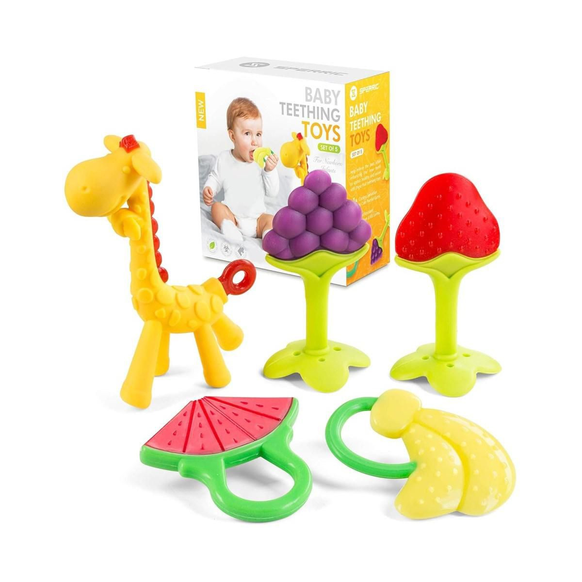 Baby Teething Toys for Newborn (5-Pack) Freezer Safe BPA Free Infant and Toddler Silicone Teether... | Target