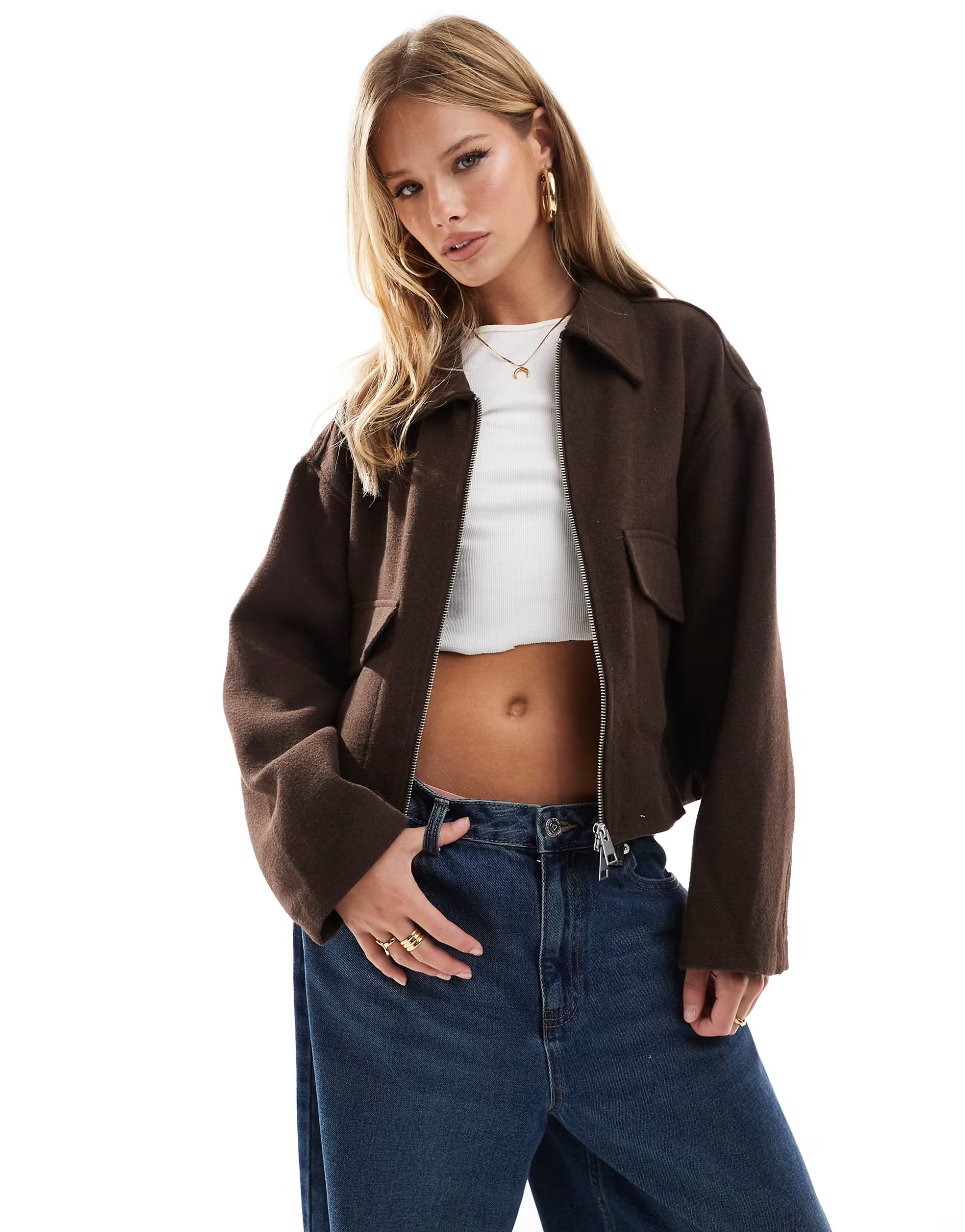 ASOS DESIGN clean formal bomber jacket in chocolate | ASOS (Global)