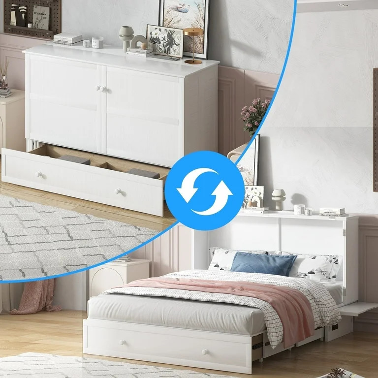 Puremind Queen Murphy Bed Cabinet with Mattress, Murphy Cube Cabinet Bed with USB Charging Statio... | Walmart (US)