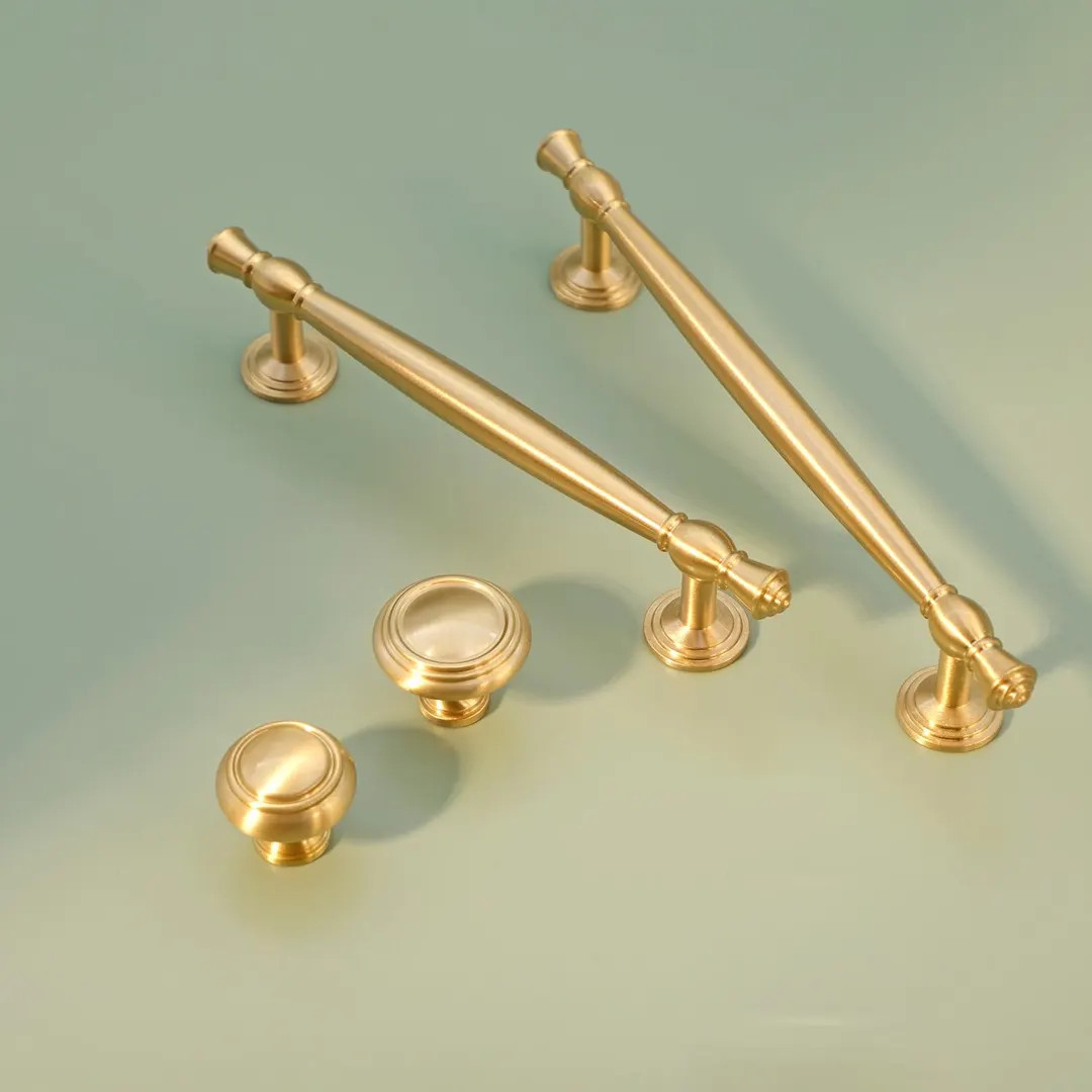 Farmhouse Cabinet Pulls | Satin Brass Handles | Brushed Gold Pulls | Dresser Pulls | Kitchen Pull... | Etsy (US)