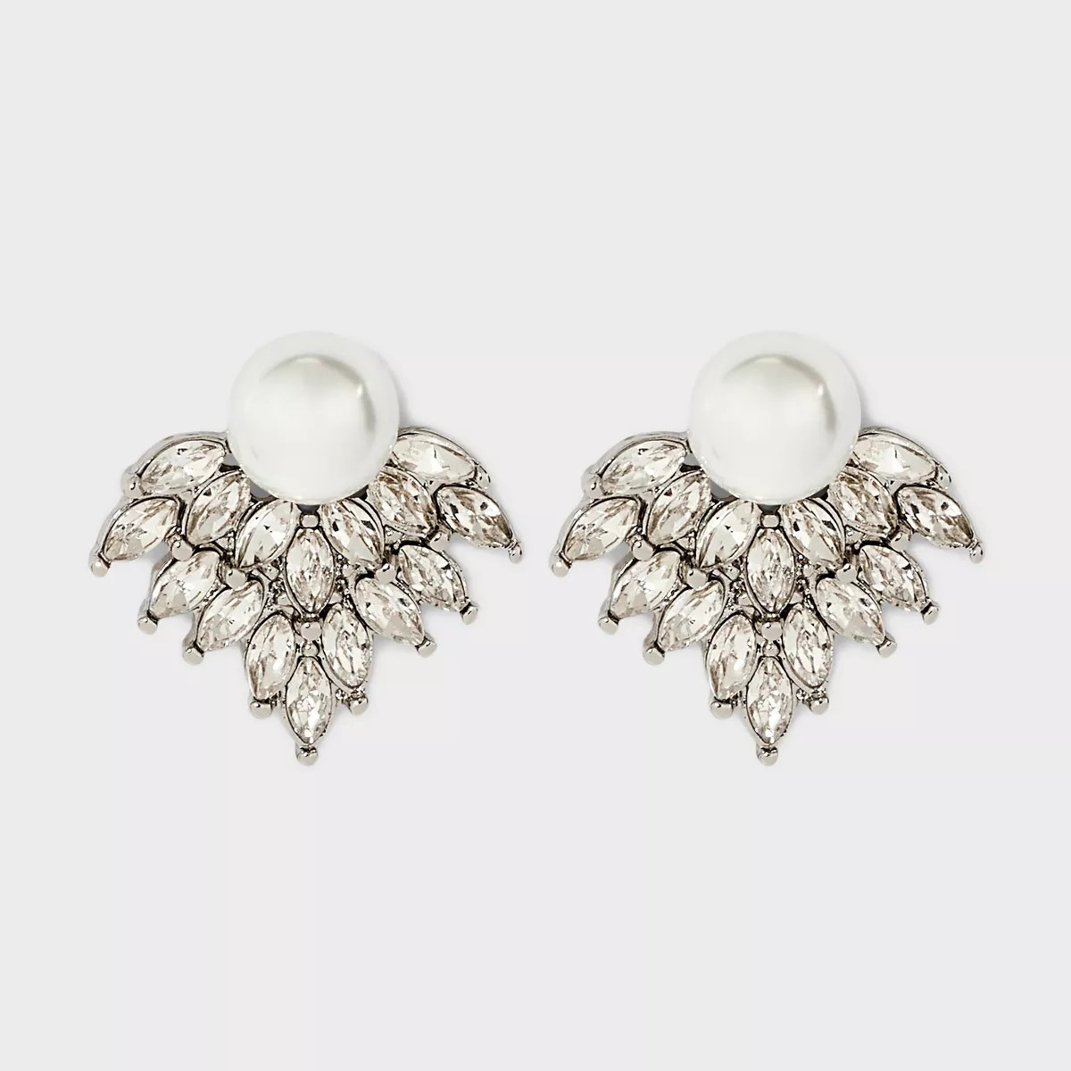 Pearl and Stone Cluster Post Earrings - Silver | Target