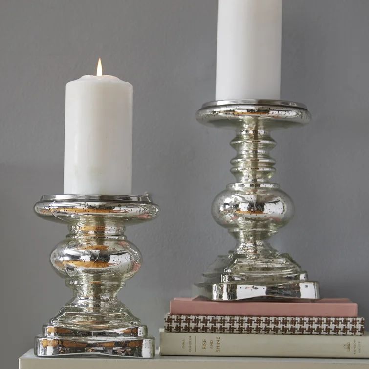 2 Piece Glass Tabletop Candlestick Set | Wayfair North America
