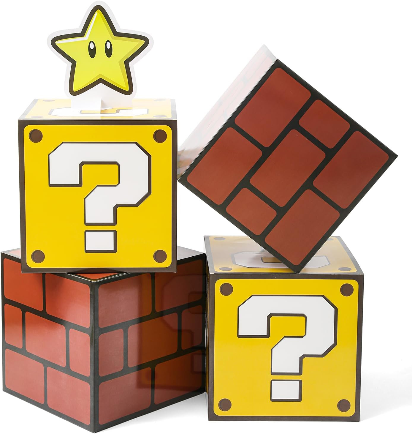 4PCS Big Party Boxes with 6 Set Centerpieces, Question Brick Boxes for Boys Grils Kids Birthday P... | Amazon (US)