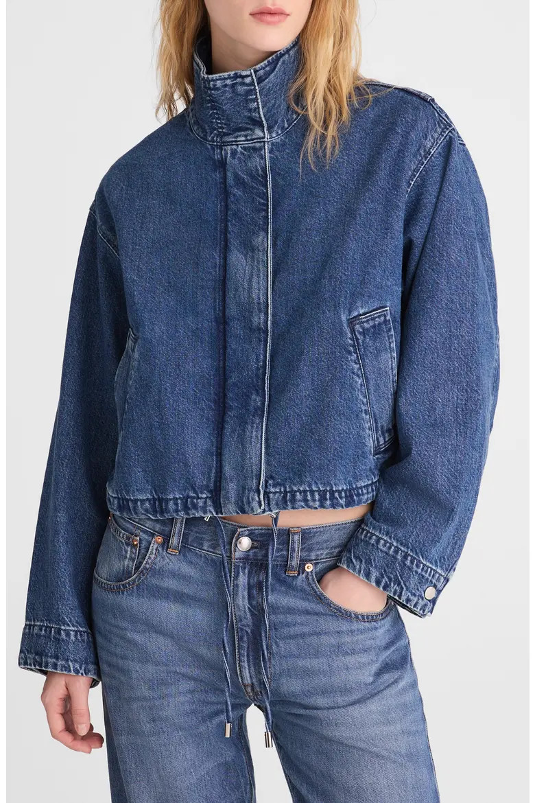 Madewell Denim Crop Field Jacket in Clean Birkdale at Nordstrom, Size X-Large | Nordstrom