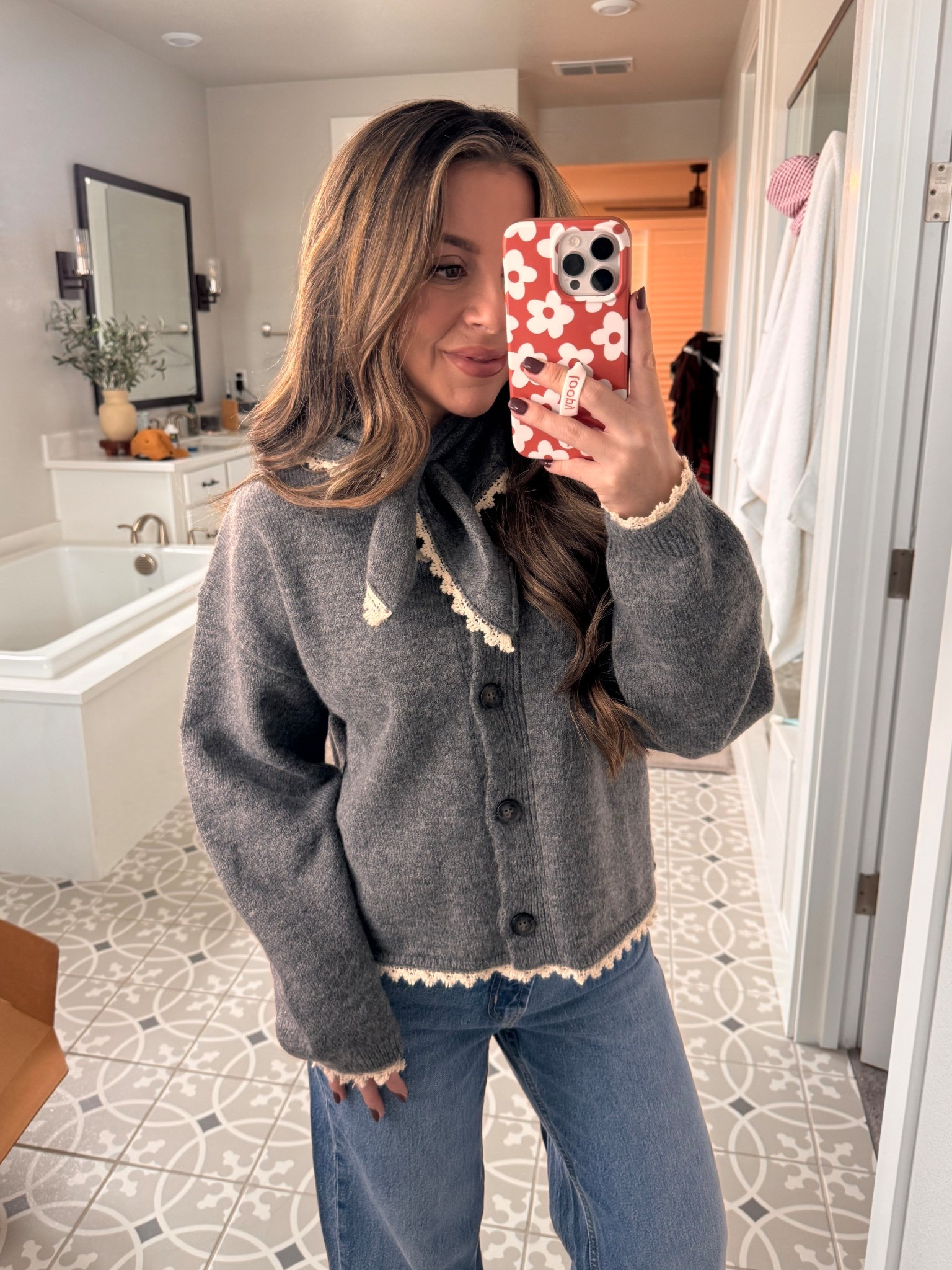 Zara grey sweater with matching bandana. Wearing small. Styled with these cuffed old navy jeans.

#LTKootd #LTKPetite #LTKSaleAlert