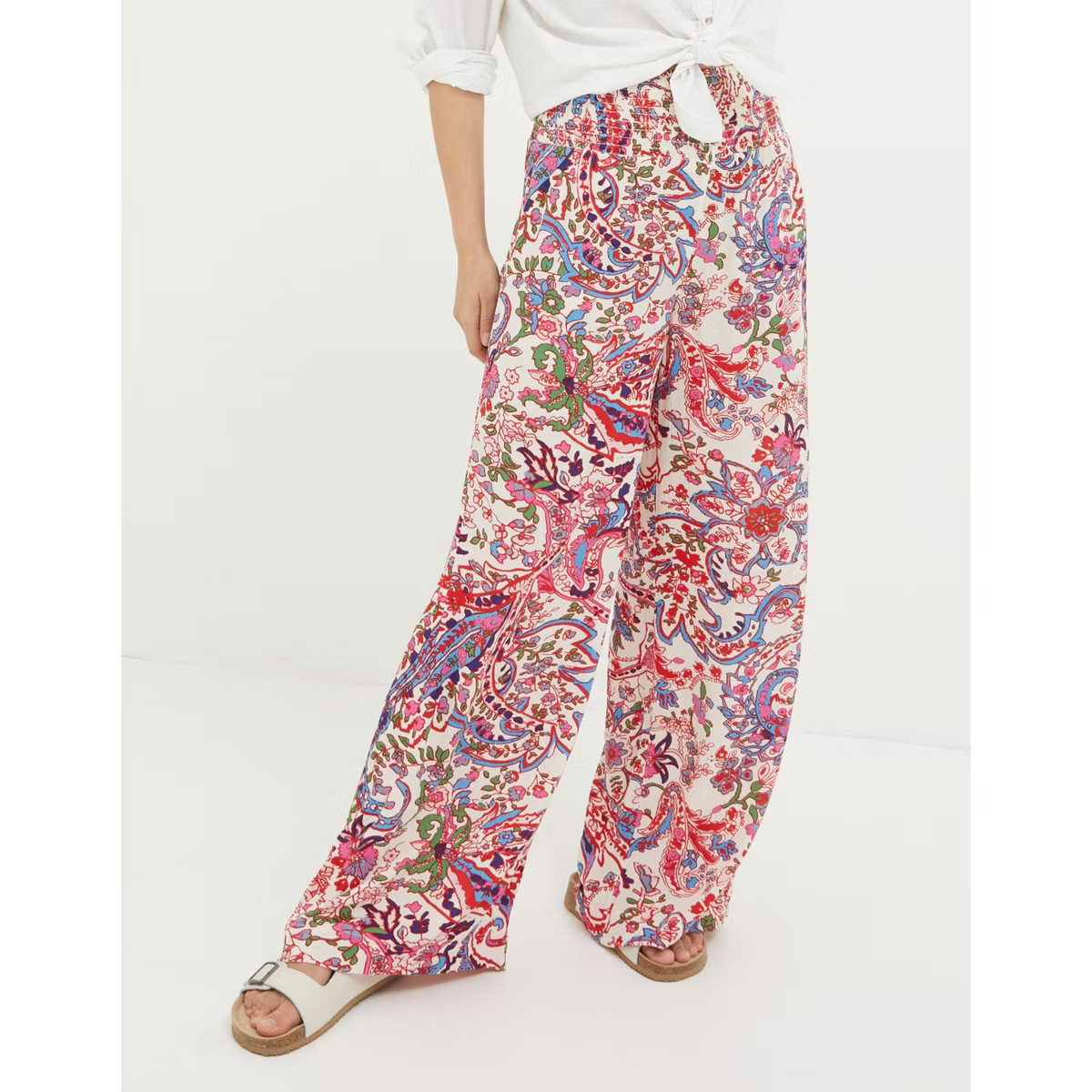 FatFace Women's Shirred Bright Paisley Palazzo Trousers | Target
