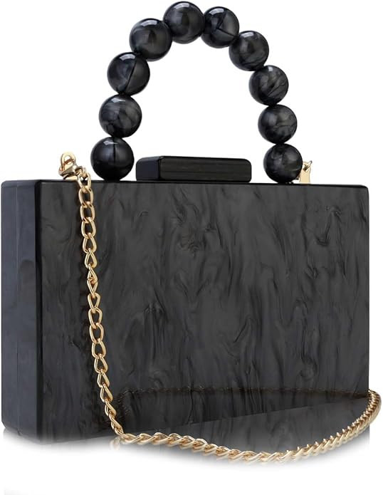 Acrylic Purses Evening Clutch Bag Marbling Handbags for Women Cross Body Bag with Pearl Chain For... | Amazon (US)