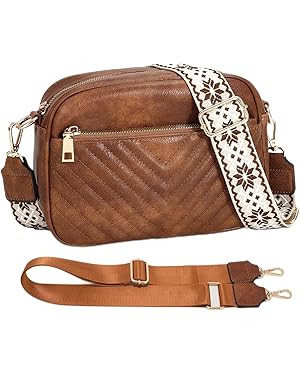 SUOSDEY Small Leather Crossbody Purse for Women Trendy, Shoulder Handbag with Two Adjustable Wide... | Amazon (US)