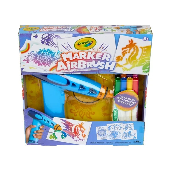 Crayola Marker Airbrush Spray Art Kit, Holiday & Christmas Gift for Kids, DIY Art Set, Creative T... | Walmart (US)