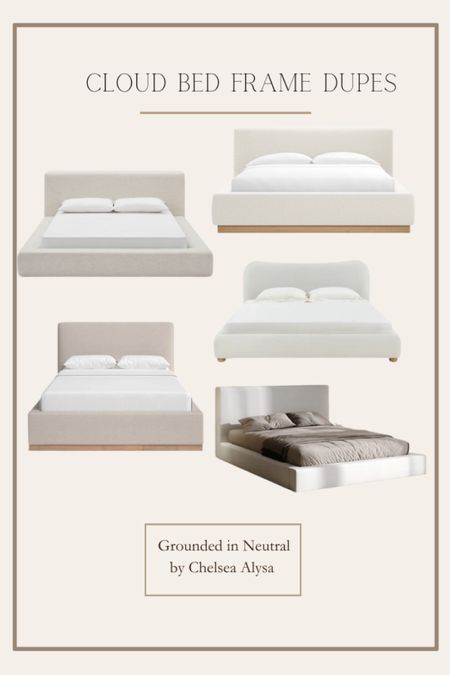 Cloud bed frame dupes 

bed frame, bedroom furniture, neutral bedroom, upholstered bed frame 

#LTKhome