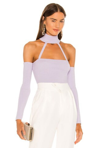 Michael Costello x REVOLVE Araceli Knit Bodysuit in Light Lavender from Revolve.com | Revolve Clothing (Global)