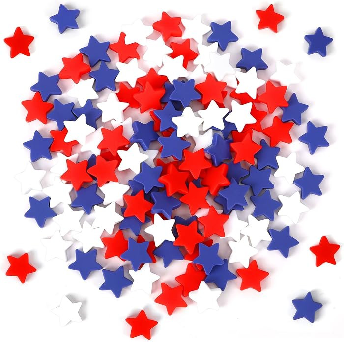 120Pcs 4th of July Star Vase Bowl Table Filler Bulk, 0.79'' Mini Resin Patriotic Star Red White B... | Amazon (US)