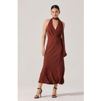 ASTR the Label | Hilaire Halter Midi Dress in Rust brown | Size L | ASTR The Label (US)