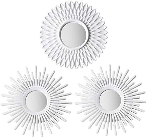 BONNYCO Wall Mirrors Pack of 3 White Mirrors for Home Decor, Bedroom Decor & Room Decor | White W... | Amazon (US)