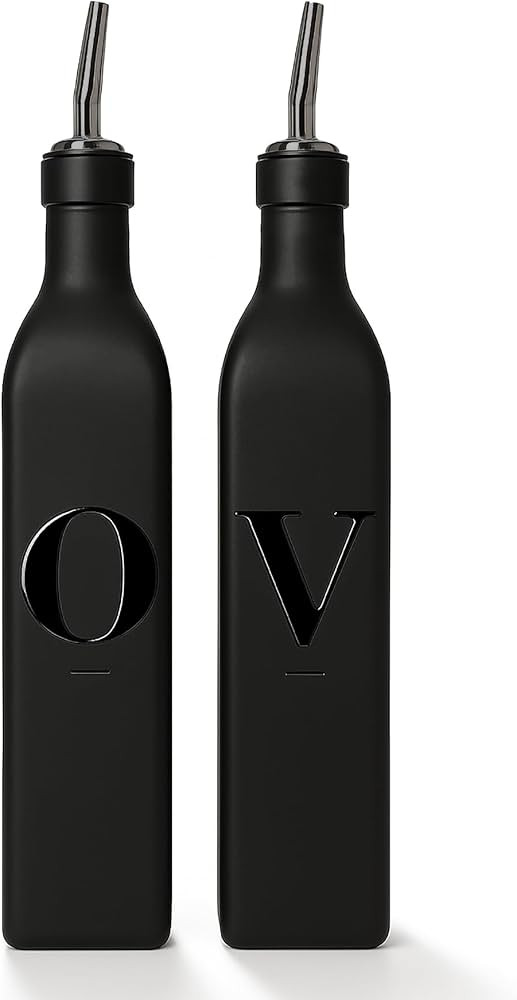 Olive Oil & Vinegar Dispenser Bottle Set with Stainless Steel Spouts & Funnel - Elegant Cooking O... | Amazon (US)