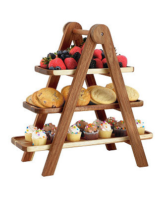 Acacia Wood 3 Tiered Rectangular Ladder Tray Set | Macy's