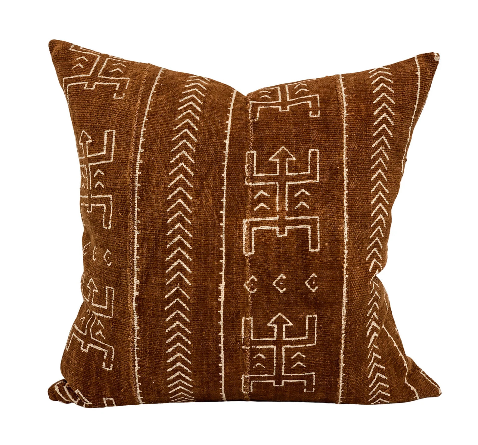 Authentic African Pillow Handwoven Mudcloth Pillow Rust with Cream Abstract pattern Pillow Cover|... | Etsy (US)
