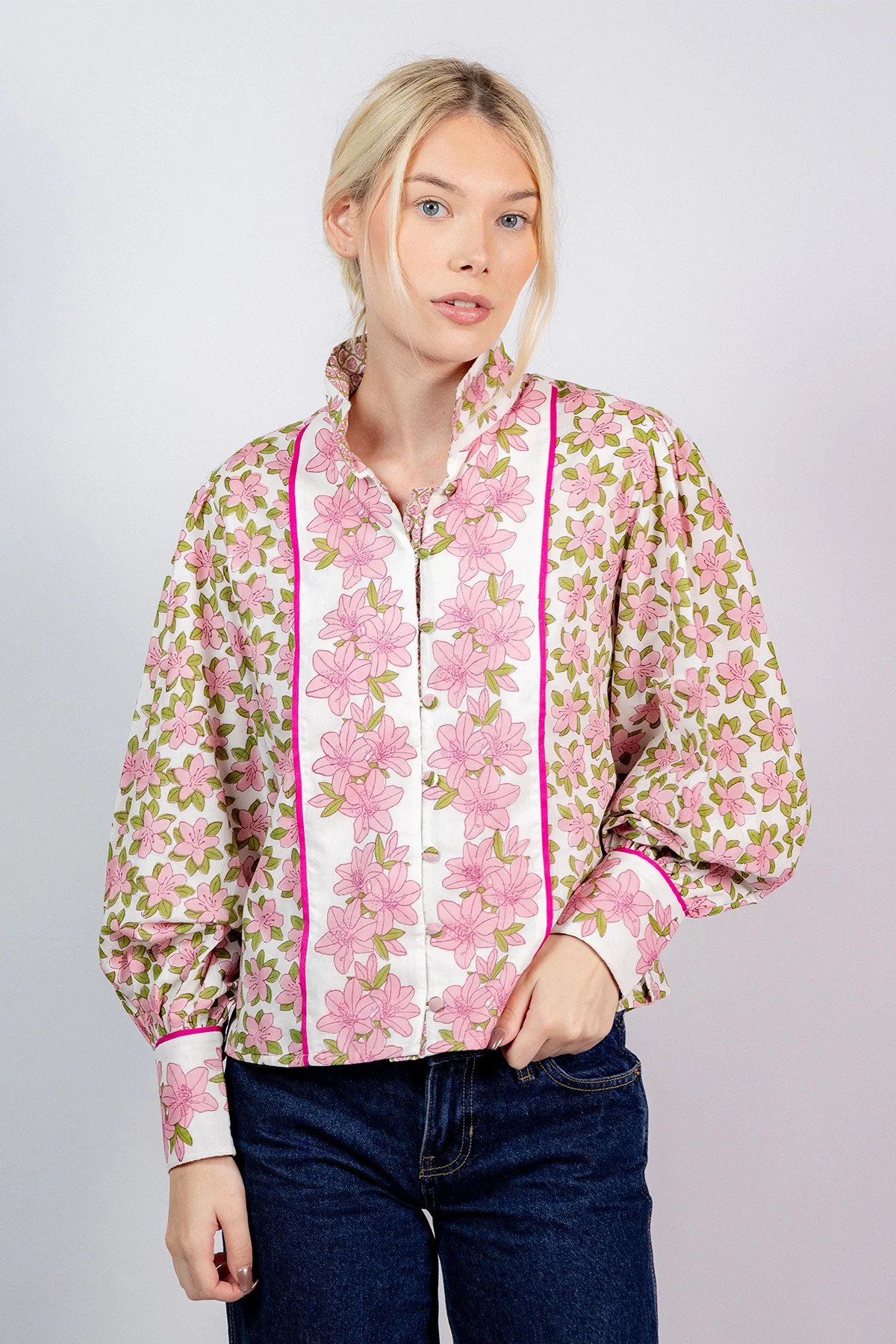 Boxy Balloon Sleeve Top | Pink Azalea | SUE SARTOR