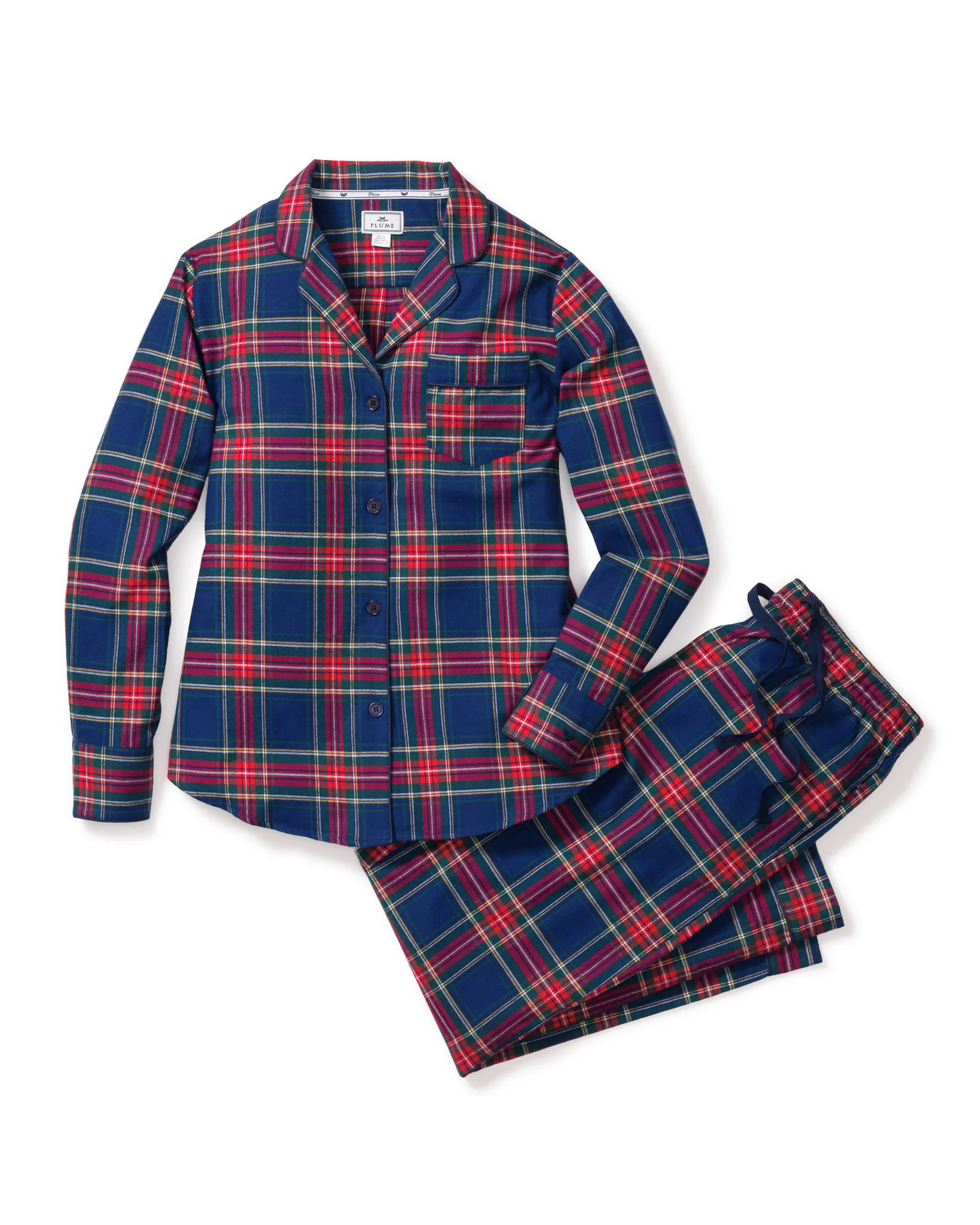 Women's Brushed Twill Pajama Set in Windsor Tartan | Petite Plume
