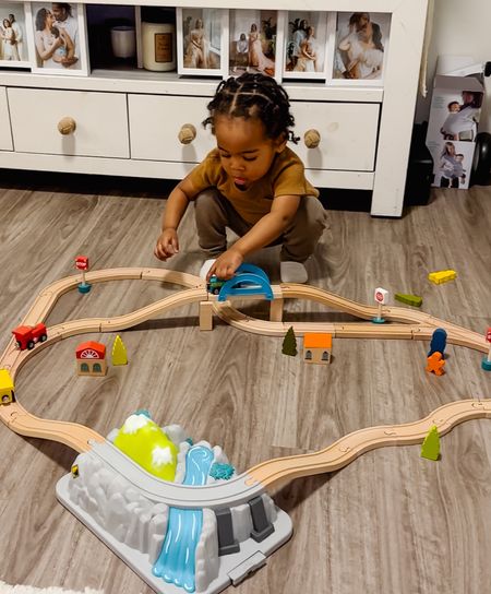 B. toys Wooden Train Set - Wood & Wheels. Track comes with 47 wooden pieces and 3 magnet wagons to drive around the track. Great playtime toy for toddlers 

#LTKbaby #LTKGiftGuide #LTKkids
