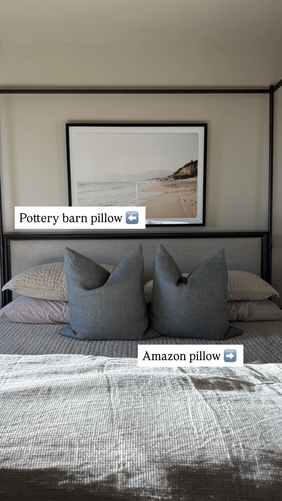 Pottery Barn Belgian linen pillow versus similar large bedroom or couch pillow on Amazon. Down inserts included. Home decor, throw pillows ￼

These are 22x22 pillows with 24 inch down fill inserts from Amazon. Amazon home finds 

#LTKSaleAlert #LTKHome