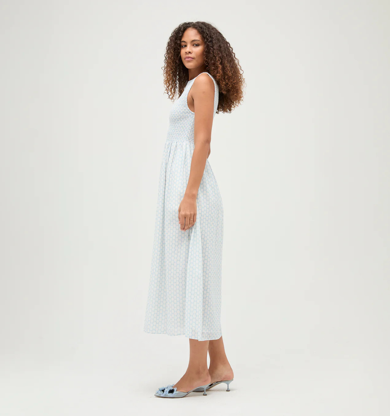 The Cosima Nap Dress - Powder Blue Baroque Shell Voile | Hill House Home