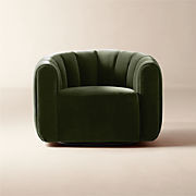 Fitz Modern Channeled Green Velvet Swivel Chair + Reviews | CB2 | CB2