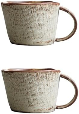 2-pcs handcrafted clay water cups, couple cups, household coffee, hot tea, oatmeal, milk cups (30... | Amazon (US)