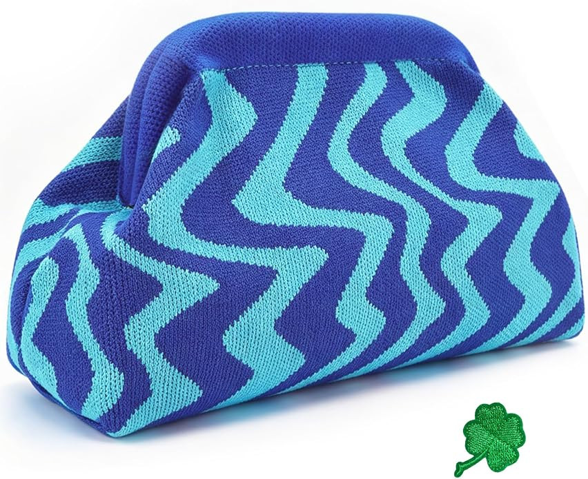 Woven Clutch Purses for Women, Summer Beach Crochet Striped Dumpling Bag Evening Handbag, Makeup ... | Amazon (US)