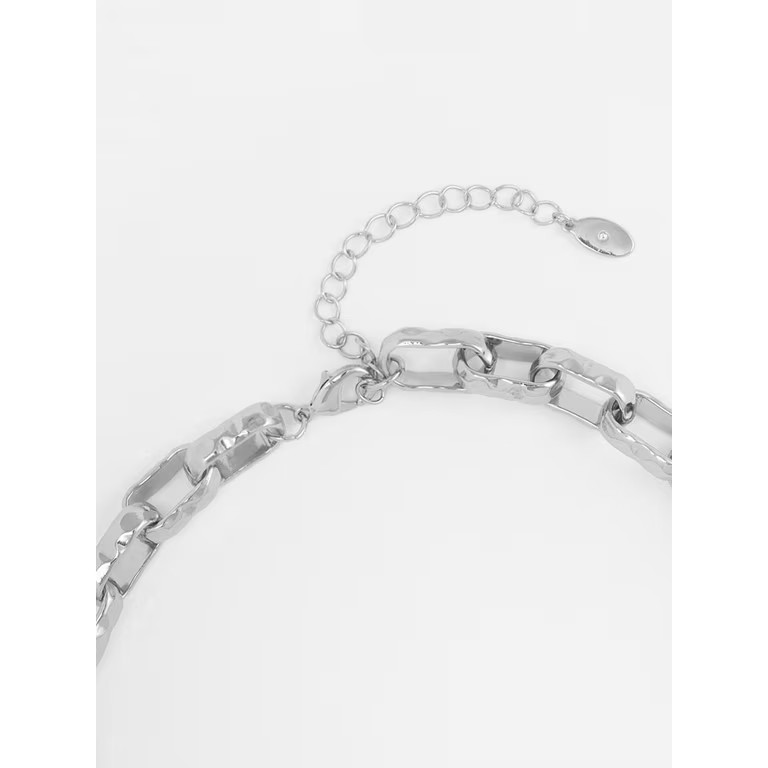 Scenario Women's Rhodium-Tone Chunky Twist Chain Necklace | Walmart (US)