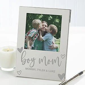 Boy Mom Personalized Silver Picture Frame | Personalization Mall