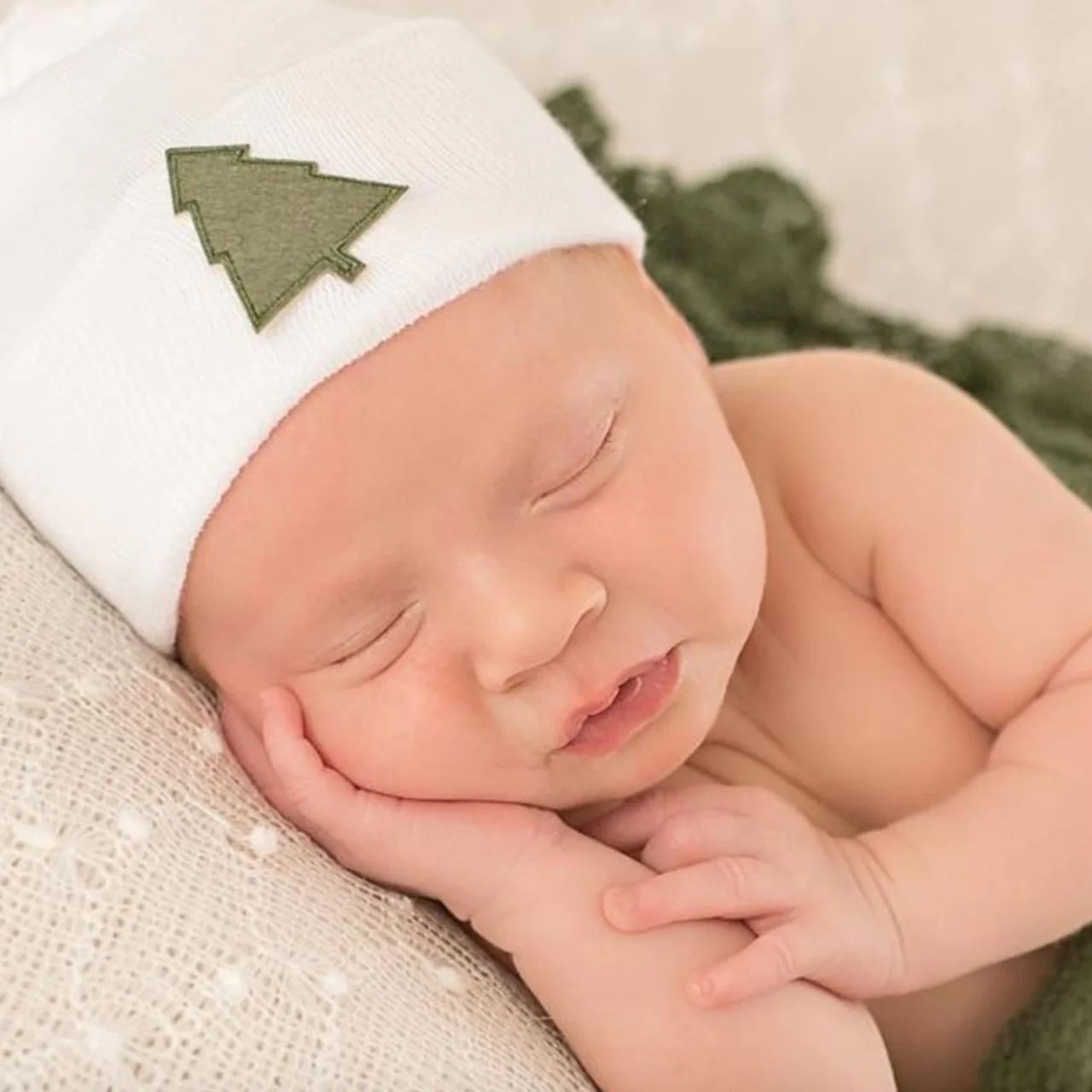 Newborn Hat, White Christmas Tree | SpearmintLOVE