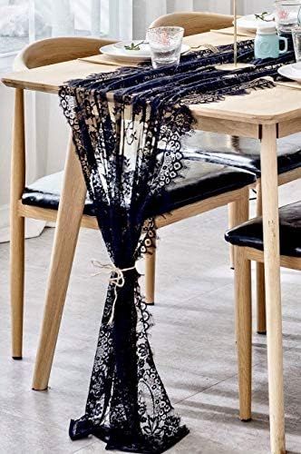 BOXAN 30x120 Inch Mysterious Black Lace Table Runner Boho Thanksgiving Lace Runner, Rustic Weddin... | Amazon (US)