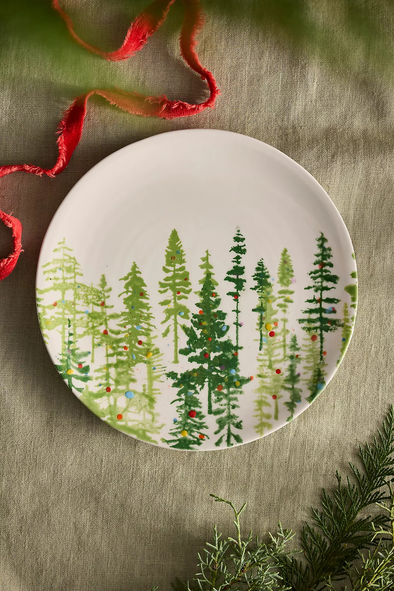 Holiday Forest Stoneware Cookie Platter | Anthropologie (US)