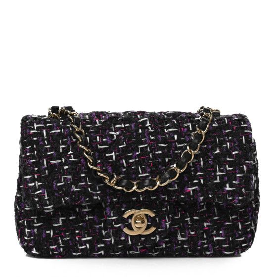 Tweed Quilted Mini Rectangular Flap Blue Purple Khaki Pink | FASHIONPHILE (US)