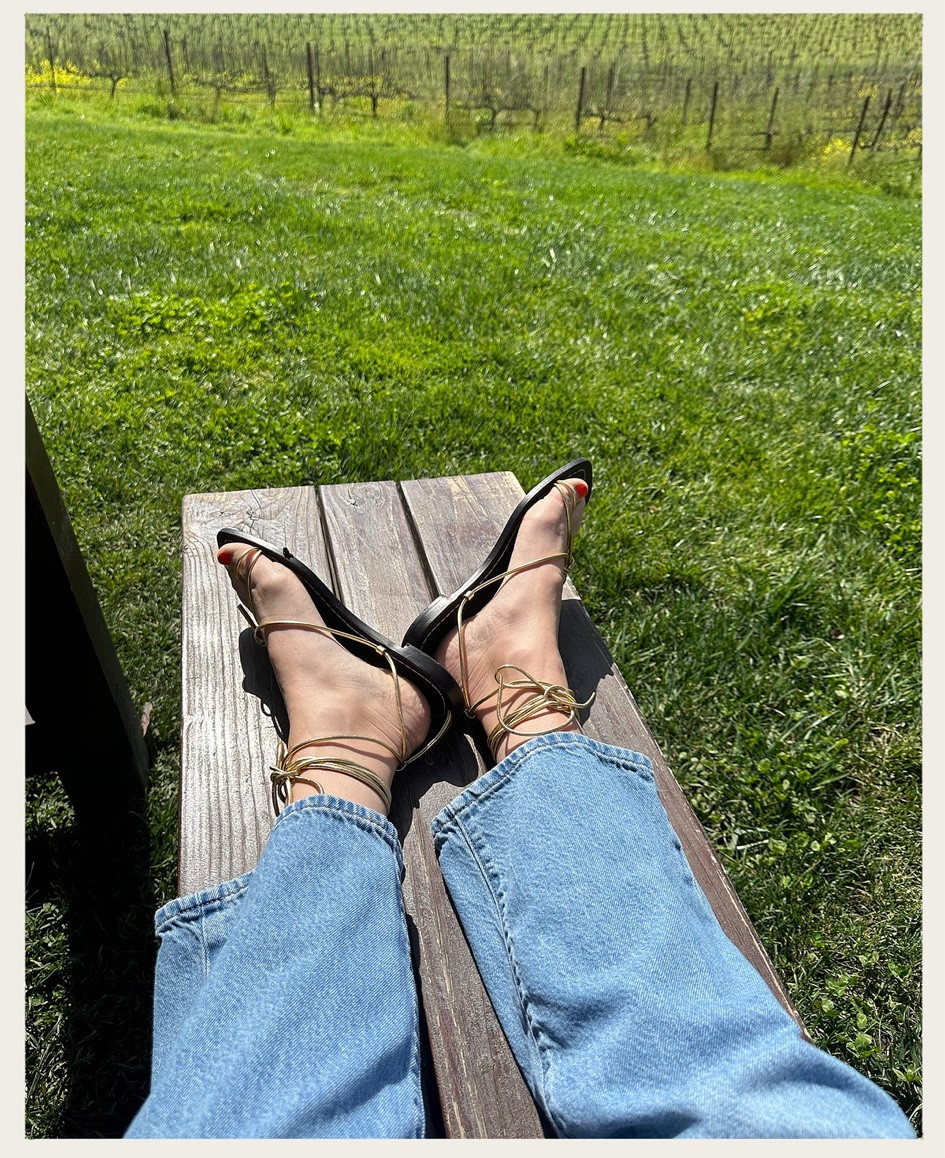 Live in these jeans - and these sandals are a favorite summer purchase. I also have them in the brown! 