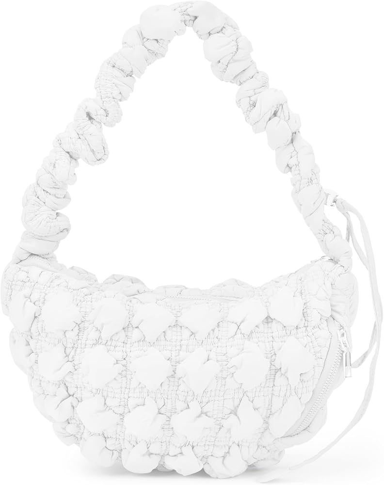 JBB Puffer Tote Bag Fuffy Crescent Crossbody Nylon Small Purse Hobo Shoulder Quilted Handbag Cotton  | Amazon (US)
