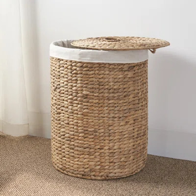 Ludmilla Round Tall Water Hyacinth Woven Wicker Lidded Laundry Sorter Hamper | Wayfair North America