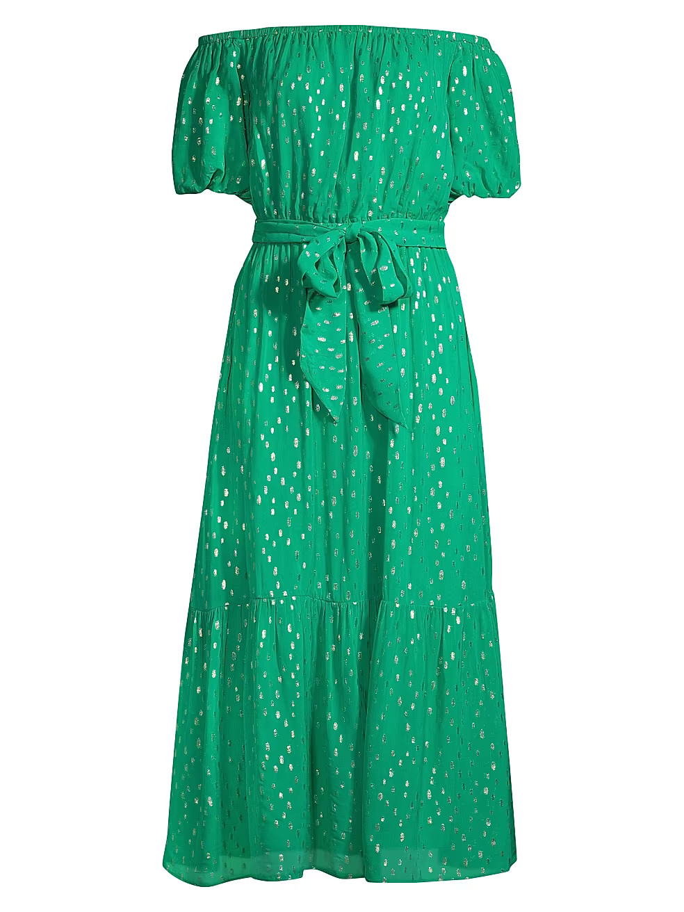 Tamie Metallic Off-The-Shoulder Midi-Dress | Saks Fifth Avenue