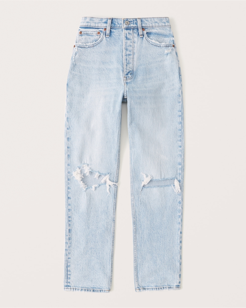 Abercrombie & Fitch Women's High Rise Dad Jeans in Light Ripped Wash - Size 26S | Abercrombie & Fitch (US)