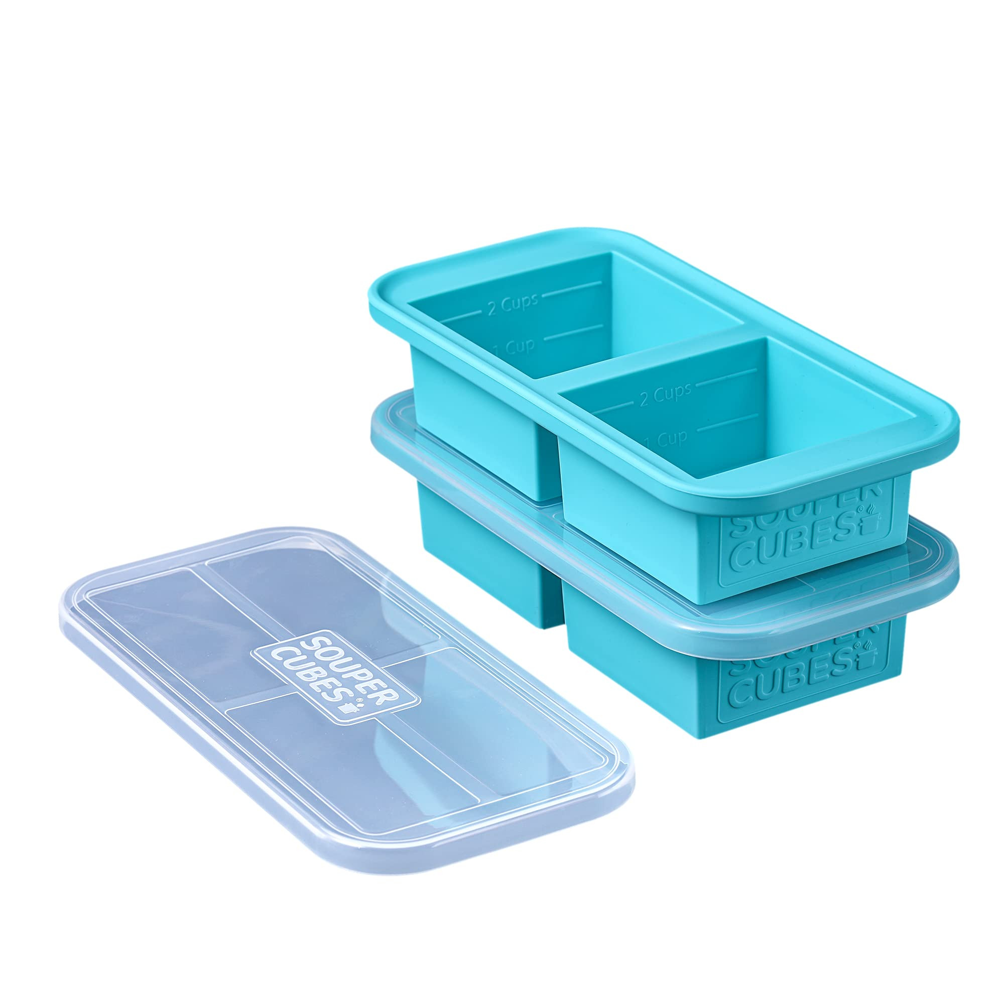 Souper Cubes 2-Cup Extra-Large Silicone Freezer Tray with lid- 2 pack - makes 4 perfect 2 cup por... | Amazon (US)