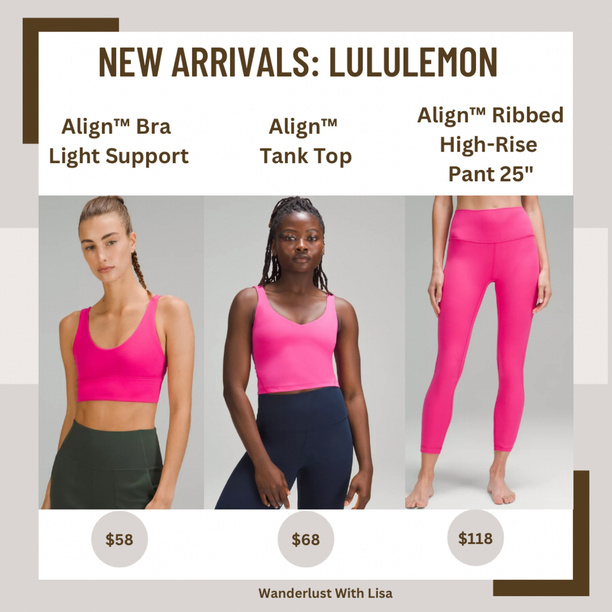 NEW LULULEMON PINK ALIGN

New arrivals, Lululemon matching sets pink workout set, pink athleisure, hot pink sports bra, hot pink leggings, align leggings, plane day outfit, summer workout clothes, neon pink

#LTKfit #LTKunder100 #LTKGiftGuide