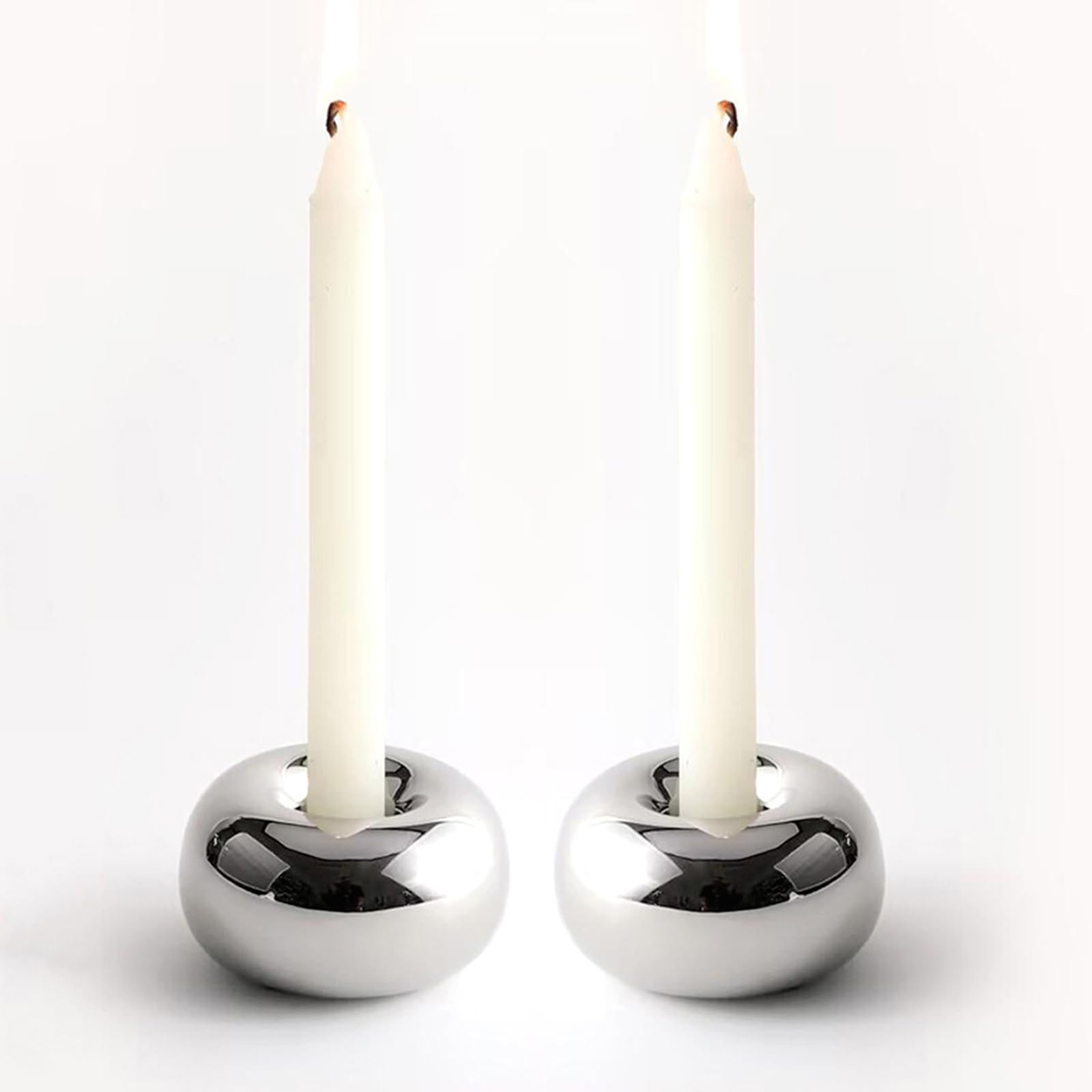 Silver Modern Doughnut Shaped Candlestick Holder, Small Decorative Taper Candle Holder for Bathtu... | Amazon (US)