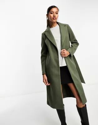 New Look belted coat in khaki | ASOS (Global)