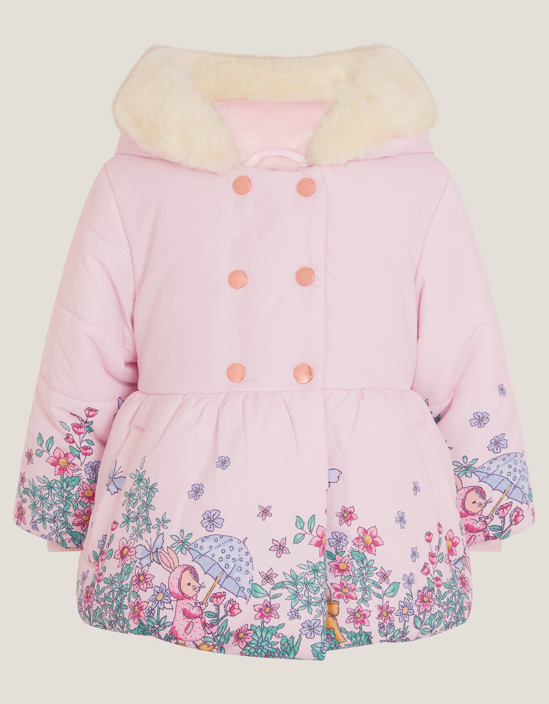 Baby Pippa Bunny Print Padded Coat Pink | Monsoon (UK)