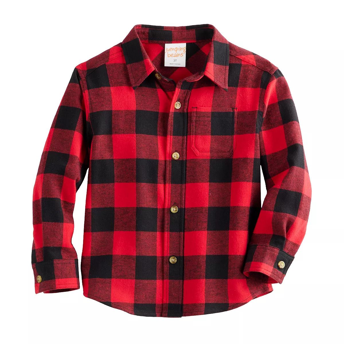 Baby & Toddler Boy Jumping Beans® Long Sleeve Button-Down Flannel Shirt | Kohl's