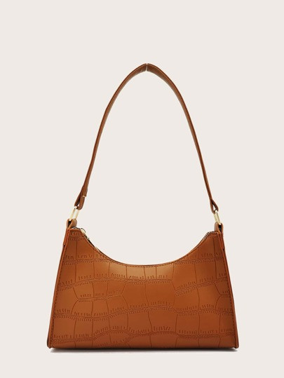 Croc Embossed Baguette Bag | SHEIN