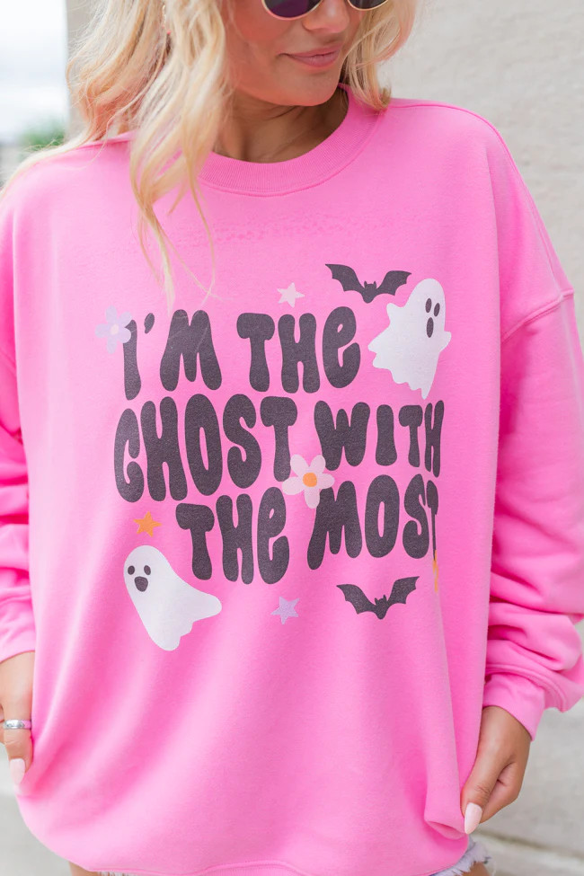 I'm The Ghost With The Most Pink Oversized Graphic Sweatshirt | Pink Lily