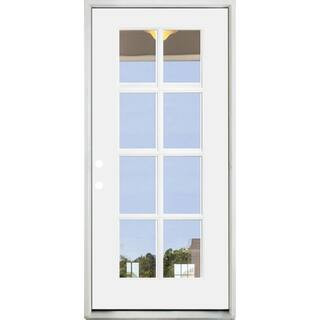 36 in. x 80 in. Legacy 8 Lite Full Lite Clear Glass Right Hand Inswing White Primed Fiberglass Pr... | The Home Depot